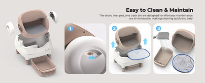 Self Cleaning Litter Box, Automatic Cat Litter Box with APP Control, Odor-Free  Large Waste Bin, Open-Top for Multi Cats